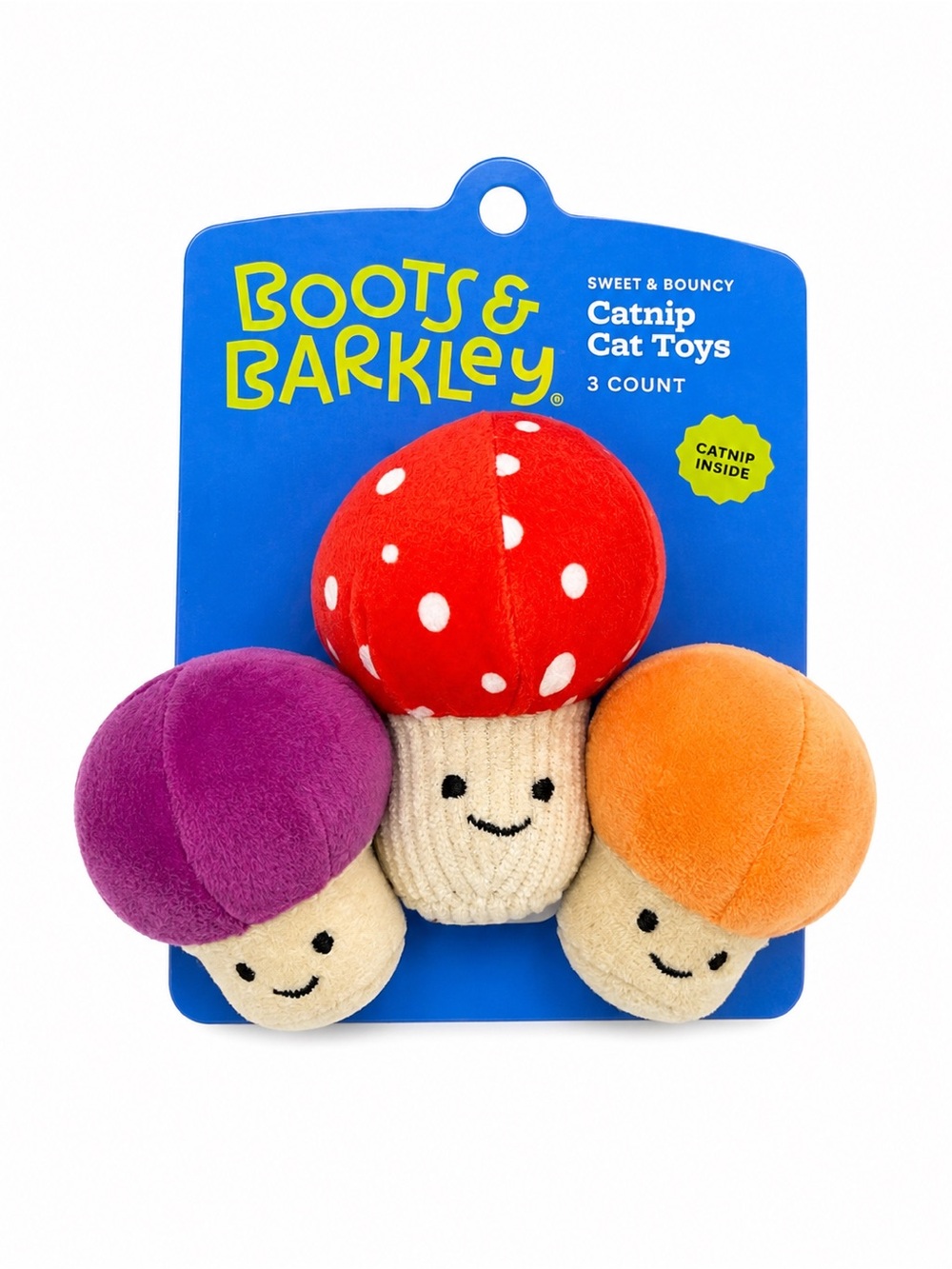 Boots & Barkley Sweet & Bouncy Catnip Cat Toys – Mushroom Trio (3 Count) nwt